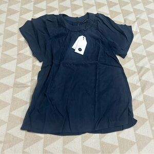 Universal standard Eros short sleeve shirted neck blouse navy blue